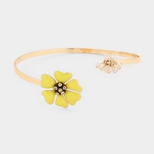 Gold Yellow Sunflower Metal Cuff Bracelet